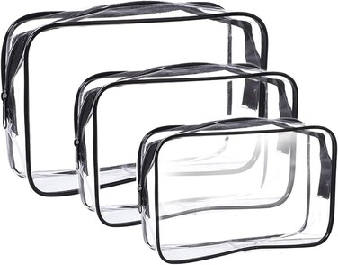 3Pack Travel Toiletry Bag, PVC Makeup Bags, Clear Toiletry Bags Travel Size Containers for Toiletries,Travel Essentials (3Pack Toiletry Bag)