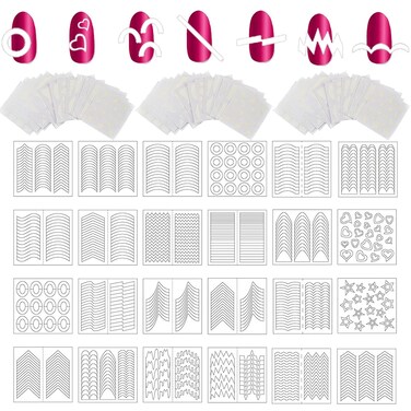 WOKOTO 72 Sheets French Nail Sticker 60 Designs French Nail Tip Guides for Nail Art Decals Stips Stickers for Nail Art Decals Smile Line French Tip Nail Guides Stickers Manicure Stickers Tip Tools