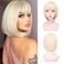 Blonde Bob Wigs - 12'' Short 613 Bob Wigs for Women Bob Wig With Bangs Super Soft and Easy to Wear Straight Bob Wig, Colorful Synthetic Wig for Daily, Cosplay, Halloween