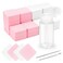 1080 + 3 Pcs Lint Free Nail Wipes Kit, Disposable Nail Polish Remover Pads Non-Woven Nails Eyelash Extensions Wipes, Nail Polish Remover Wipes with 200 ML Bottle, 2 Pcs Cuticle Pusher (Pink+white)