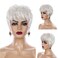 Sallcks Short White Pixie Wig for Women Layered Synthetic Heat Resistant Pixie Wig for Party Cosplay Use (White)