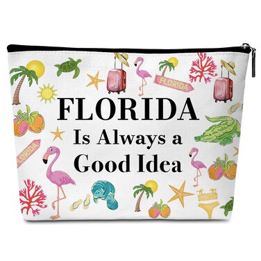 Florida Souvenirs and Themed Gifts Makeup Bag, Beach Summer Travel Cosmetic Bags, Cute Birthday Gift Makeup Pouch for Women and Girls - B17