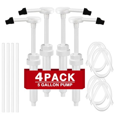 4 Pack 30cc Pump for Large Gallon Bucket, 5 Gallon Pump Dispenser 38-400, Cap Included to Avoid Dripping, with 50cm Extended Tube, Great for Shampoo, Conditioner, Soap, Laundry, Detergent, Oil &amp; More