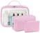 Bluboon 3Pcs Makeup Toiletry Bag for Women, Clear Packing Cubes Cosmetic Bag for Travel Women With Zipper Travel Essentials (Pink White Stripes)