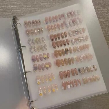 A4 Nail Organizer - Removable Loose-Leaf Storage Book for Fake Nails, Display Stand (Not Included)