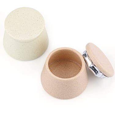 2Pcs Nail Dappen Dish Ceramic Nail Cup Acrylic Liquid Powder Container Holder with Lid for Nail Art Manicure Tool Accessories (Beige&amp;Green)