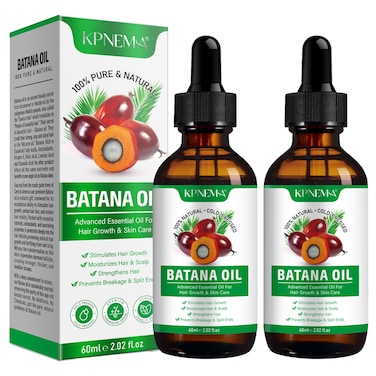 Batana Oil for Hair Growth, 2 Pack 100% Pure Natural Organic, Moisturizing Skin and Hair Care for Dryness and Roughness, Anti-aging (2.02 Fl Oz (Pack of 2))