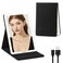 Travel Makeup Mirror with Lights, PU Cover Travel Mirror with 3 Light Settings, Rechargeable 1500mAh Lighted Makeup Mirror Portable Ultra Slim Vanity Mirror of 8x5.5inch, Travel Essentials