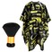 FEBSNOW Hair Cutting Cape Kit,Professional Barber Cape with Neck Duster Brush for Adults Waterproof Salon Cape with Adjustable Closure Snap Salon Barber Supplies 47x55 Inches(Yellow Printed Pattern)