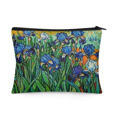 Flashideas Van Gogh Iris Makeup Bag for Purse Travel Cosmetic Bag Makeup Pouch Easy to Take Portable Versatile Zipper Pouch For Women Portable Leather Waterproof Cosmetic Bag