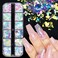 12 Grids Holographic Nail Art Irregular Ultra Thin Sequins Shiny Iridescent Mermaid Flakes Colorful Glitter DIY Sticker for 3D Acrylic Nail Face Body Eyes