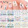 Vezocim Nail Art Stickers Decals, Holographic Peacock Nail Water Transfer Decal Designs, Birds Flower Leaf Nail Sticker Acrylic Supplies for Women Girls Manicure Charm Decorations (BN1201-1212)