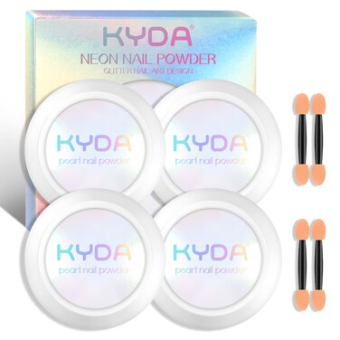 Ownest 4pcs Neon Iridescent Chrome Nail Powder - Mermaid Chrome, Symphony Shell &amp; Mermaid Pearl Magic Salon Nail Pigment