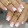 Short Square Press on Nails Gradient Fake Nails with Rhinestones Full Cover Acrylic Nude False Nails for Women and Girls 24PCS