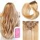 SUYYA Clip in Hair Extensions Real Human Hair,Strawberry Blonde/Bleach Blonde Human Hair Extensions Clip Ins 14 inches 7pcs 110g Straight Double Weft Remy Human Hair(14 inches #P27/613)
