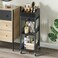 Makeup Organizer Cart,3 Tier Floor Make up Storage Stand with Drawer, Free Standing Skincare Cosmetic Display Holder with Wheels for Vanity Bedroom Dresser Bathroom(Black)
