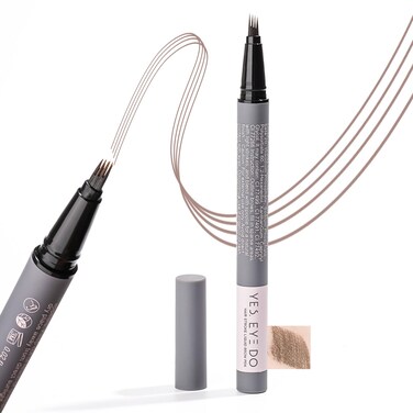4-Prong Fork Eyebrow Pencil Grey Brown, Microblading Eyebrow Pencil for Older Women to Create Realistic, Natural Brows, Durable and Smudge-Proof for All Day YES.EYE DO (Natural Charcoal-Warm Gray)
