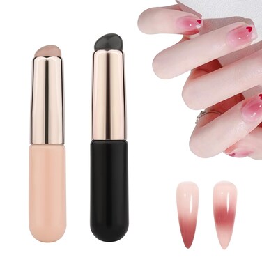 2Pcs Silicone Nail Brush - Nail Art Brushes Reusable Silicone Nail Tools, Pink Nail Design Brushes Silicone Lip Brush, Gradient Brush Manicure DIY Tools