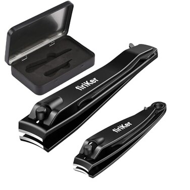 Nail Clippers Set, Heavy Duty Black Matte Stainless Steel Nail Clipper with Nail File,Fingernail and Toenail Clipper Cutters, Nail Clipper Tools for Men &amp; Women,Christmas Best Gift Tin Case