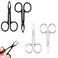 4 PACK Tweezers Scissor Straight Tip Brow Scissors for Hair Plucker Remover Facial Hair Eyebrows Care Plucker(Silver and Black)