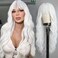 Vomella White Wig with Bangs 26 Inch Long Curly Wavy Wigs for Women Natural Looking Synthetic Heat Resistant Wig for Daily Party Use