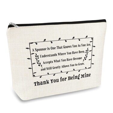 Sponsor Appreciation Gifts Thank You Gifts for Sponsor Makeup Bag for Women Cosmetic Bag Pouch Confirmation Sponsor Gift NA Addiction Recovery Gift AA Sponsor Gift Christmas Birthday Thanksgiving Gift