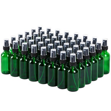 2 oz Glass Spray Bottles, Reusable Fine Mist Sprayer Small Spray Bottle, Leak-Proof Design, Perfect for Travel, Skin Care, Perfumes, Botanical, Cleansing (Green, 2oz-24pcs)