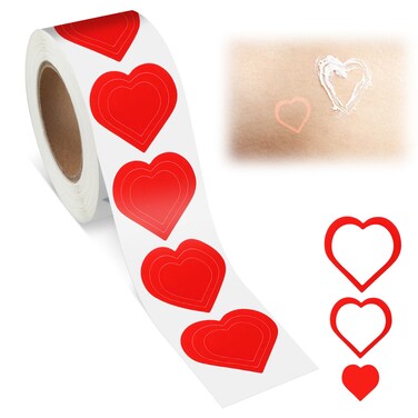 500 Pieces Tanning Stickers, 1 inch Heart Shaped Body Stickers, Red Self Adhesive Body Stickers, Suntan Stickers Sunbathing Stickers for Adults Children for Tanning Beds Tanning Salon Supplies