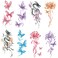 8 Sheets Arm Waterproof Body Art Temporary Tattoos Colorful Red Blue Purple Orange Butterfly Bianan Flower Dragon