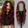 Red Wigs for Women Long Wavy Wig Natural Middle Part Wine Red Wig Synthetic Curly Wave Hair Replacement Wigs Heat Resistant Fiber Hair Wig for Daily Party (26'' Red)