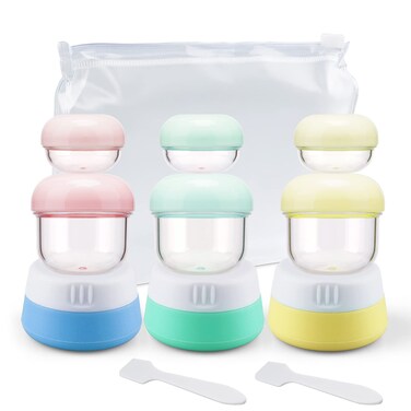 Cosywell Travel Jars for Creams 9PCS Travel Size Containers for Toiletries Cream Jars Refillable Leak-proof Travel Accessories with Lid for Lotion Cosmetic Makeup Body Cream (Plastic-6 &amp; Silicone-3)
