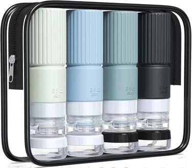 18pes Travel Bottles for Toiletries,TSA Approved Silicone Travel Containers jar for Toiletries,Leak Proof 3oz Refillable Liqus Shampoo And Conditioner Travel Essentials toiletry Bottles