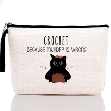 Hanamiya Na Crocheting Funny Makeup Bag Knitting Gift Crochet Gift for Crochet Lovers Knitting Lovers Crocheter Cosmetic Pouch
