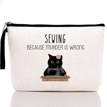 Sewing Gift Women, Quilter Gifts, Gift For Quilter, Seamstress Gift, Funny Quilting Gifts for Quilters, Seamstresses, Unique Humor Novelty Sarcasm Gardening Makeup Bag - Because M is Wrong