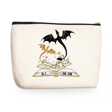 Fantasy Dragon Makeup Bag Fantasy Book Lovers Gifts Bookish Gifts Cosmetic Bag Halloween Christmas Birthday Gifts for Readers Women Girls Friends Niece Book Accessories Travel Toiletry Bag