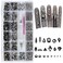 6080PCS Black Nail Art Rhinestones with Multi Shapes, 3D Flatback Crystals Diamonds for Nail Design, Sparkle Gem with Picking Pen&amp;Tweezers for Craft Decoration Face Art Body