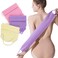 3 Pcs Double-Sided Back Exfoliator Body Scrub Towel, Exfoliating Back Scrubber with Handles,Exfoliating Washcloth Bath Tool in Shower, Stretchable Back Washer to Deep Cleans Skin (Beige,Pink,Purple)
