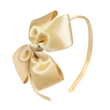 Fashion Cute Bow Headband for Girls, Kids, and Toddlers (Gold)