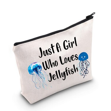 MEIKIUP Jellyfish Lover Gift Jellyfish Makeup Bag Marine Animal Lovers Gift Who Loves Jellyfish Travel Zipper Cosmetic Bag (Loves Jellyfish bag)