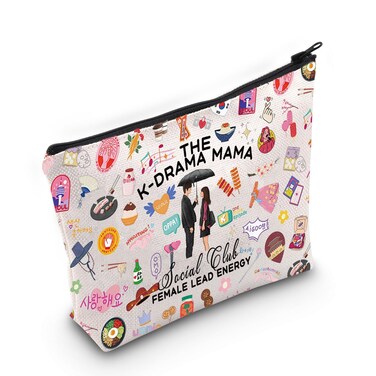 MEIKIUP K-Drama Mama Social Club Makeup Bag Korean Drama Fans Gift K-Drama Lover Merch Funny K-Drama Gift (K-Drama Mama bag)