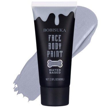 BOBISUKA Grey Face Body Paint, Water Based Face Painting for Art Theater Halloween Party Cosplay Clown SFX Makeup for Women Adults, Non-Toxic Washable