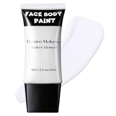CCbeauty Clown White Face Paint, Cream Face Painting Kit, Professional Water Based Body Paint, Full Coverage Foundation Makeup, Halloween SFX Makeup For Joker Skeleton Ghost Zombie Vampire Cosplay