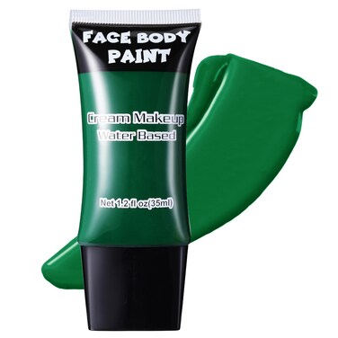 CCbeauty Green Face Paint, Cream Face Painting Kit, Professional Water Based Body Paint, Full Coverage Foundation Makeup, Halloween SFX Makeup For Gamora Witch Frankenstein Grinch Monster Orcs Costume