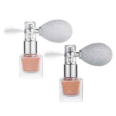 Body Glitter Spray, Joyeee 2pcs Waterproof Shimmer Glitter Hairspray Long-Lasting Highlight Powder Spray Makeup for Women Girls Skin Face Hair Body Clothing Nail Art Craft