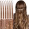WENNALIFE Hair Tinsel for Girls, Golden Brown Fairy Hair Tinsel Kit 1200 Strands 6PCS 48 Inch Heat Resistant Glitter Tinsel Hair Extensions Kit Christmas Hair Feathers Tinsel for Hair Sparkle Strands