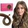 WENNALIFE I Tip Hair Extensions Human Hair, 50g 100s 14 Inch Balayage Chocolate Brown to Caramel Blonde Remy Itip Human Hair Extensions Invisible Itips Straight I Tips Fusion Extension Real Human Hair