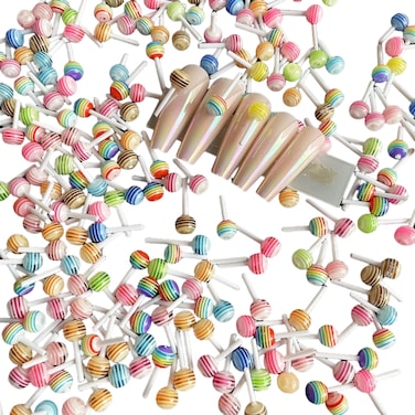 20 Pcs 3D Lollipop Nail Charm,Cartoon Cute Resin Macaron Nail Supplies,for Acrylic Nail Art DIY Nail Designs Nail Accessories(Mixed Loading)