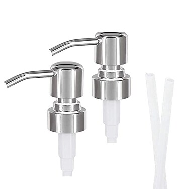 2 Pack Dispenser Pump Heads Screw on Pump Replacements 304 Stainless Steel Soap Dispenser Lids 2.5cm for Dish Soap, Lotions, Conditioner, Shampoo