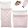 4PCS Small Makeup Bag for Purse, Mini Leather Pocket Cosmetic Bag for Women, Waterproof Portable Makeup Pouch No Zipper Coin Purse Lipstick Bag Accessories, Checkered Travel Storage Bag(White, Pink)