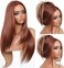 Cooper Blond Wear and Go Glueless Wigs Pre Plucked Pre Cut for Beginners Synthetic Lace Front Wigs For Woman With Bangs Long layered Straight 26 Inch Ginger Highlights 3 Seconds to Wear